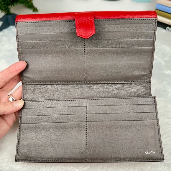 Cartier Red Leather long wallet bifold - Picture 8 of 13